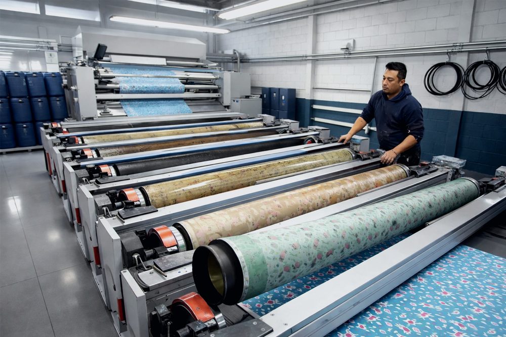 Cilindros de estampado rotativo con diseño floral